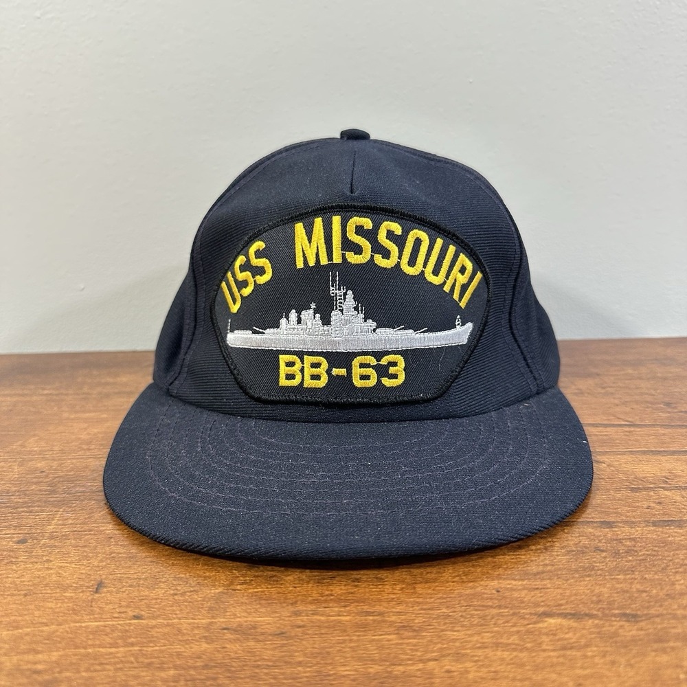 VINTAGE USS Missouri BB-63 Hat Cap Official NAVY Ship Iowa Battleship Big Mo NOS